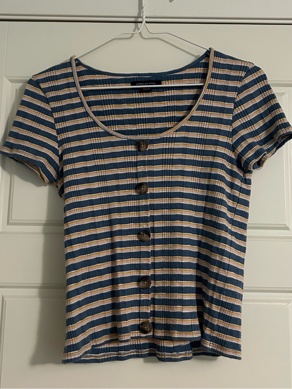 American Eagle Outfitters Striped Button Tee